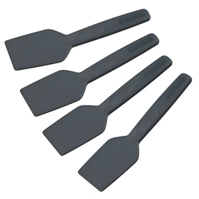 Bild av Fackelmann Statement spatel för raclette set om 4 skrapa med ergonomiskt handtag och tumfördjupning reglage i praktisk st bunt ca 15,5 x 1 cm, grå