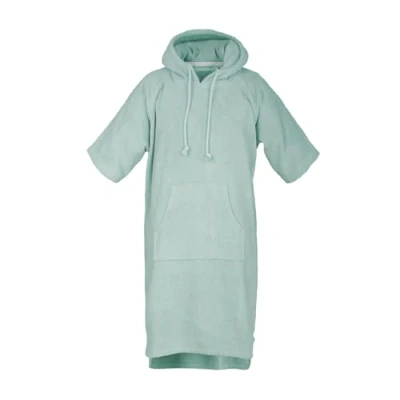 Bild av TOM TAILOR Surf poncho för kvinnor och män, L XL, 100% bomull/frotté, badponcho med huva, magväska logotypbroderi, turkos (Fresh Sage)