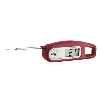 Bild av TFA Dostmann Thermo Jack digital instickstermometer, 30.1047.05, ficktermometer, idealisk för kött, stekar eller barnmat, vikbar, tvättbar, röd
