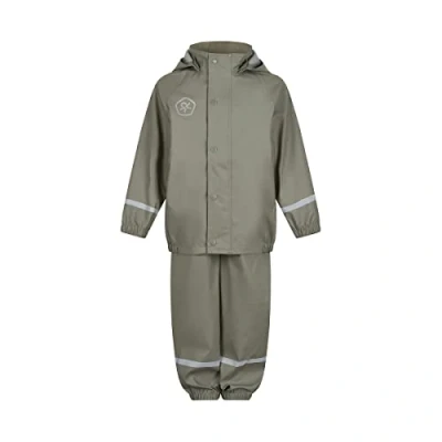 Bild av Color Kids unisex barn regn set solid PU regnjacka, Vetiver, 92