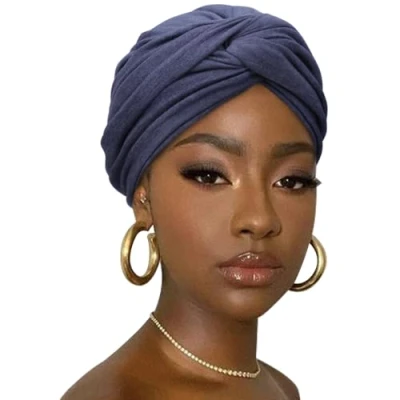 Bild av DRESHOW Hårinpackning för Kvinnor Ribbad Mjuk Turban Stretch Jersey Huvudduk Andningsaktiv Lättvikts