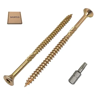 Bild av SKIR&#039;CO (Förpackning med 20 st) universellt zinkpläterat stål 5,0 x 120 mm gula träskruvar, försänkt huvud, torxhuvud, typ 17, spånskivskruvar (20, mm)