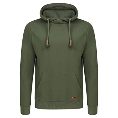 Bild av riverso Julian tröja med huva för män/huvtröja/sweatshirt och känguruficka, cross over krage, normal, bomull, grå/grön/röd/blå/svart, S/M/L/XL / 2XL 3XL 4XL 5XL, Svart (24000),