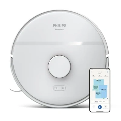 Bild av Philips HomeRun 2000 Series: 2 i 1 Robotdammsugare och mopp med 2700 Pa sugkraft &amp; 130 min drifttid, Lasernavigering, Carpet boost, Appstyrd, Arktisk vit (XU2000/20)