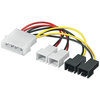 Bild av Goobay 93632 strömkabel/adapter för PC fläktar, 5,25 tum hane till fläkt, 2 x 12 V/2 5 V, 0,15 m längd