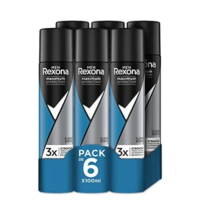 Bild av Rexona Maximun Protection deodorant spray antiperspirant för män Clean Scent 100 ml 6 pack