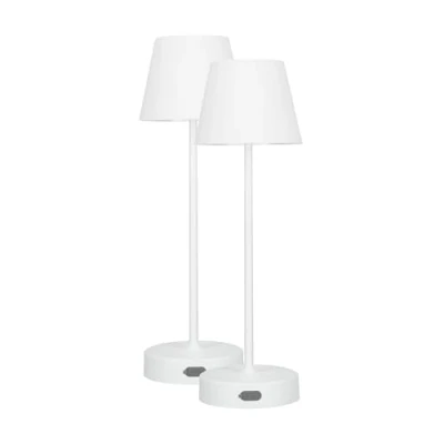 Bild av EDO 2 Stycke dimbar LED Batteri Bordslampa USB Uppladdningsbar Touch laddningsbar Batterilampa, NELI 2,7W 2700K, IP54 Stänksäker för Inomhus/Utomhus, Läsning, Camping, Vit