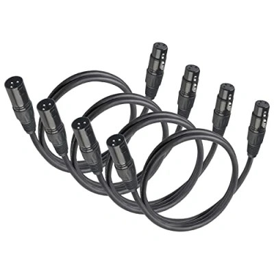 Bild av (4 stycken) DMX kabel 1,2 m XLR Scenbelysningskabel 3 stifts hane till hona för mikrofoner och scenbelysning