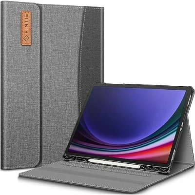 Bild av Fintie Fodral för Samsung Galaxy Tab S9 Plus 12,4 tum 2023 modell (SM X810/X816/X818) med inbyggd S pennhållare, portfölj flera vinklar affärsskydd ficka automatisk sov/vakna, grå