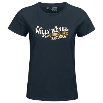 Bild av cotton division Willy Wonka &quot;Willy Logo&quot; WOWONKATS002 T shirt för dam, marinblå, storlek L, Marin, L