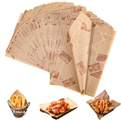 Bild av 150 ark ostpapper, vattentätt och olja hamburgare papper, 30 x 20 cm pommes papper för korg, engångs wrap hamburgare, smörgås smörgås, ost, matkorg liner