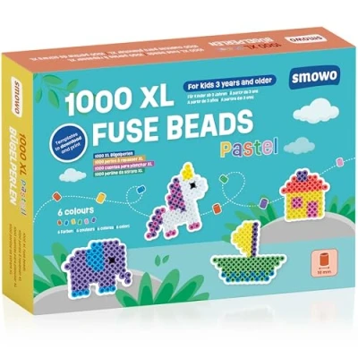 Bild av Smowo® Stora 10 mm järnpärlor 1 000 stycken för barn från 3 år 6 pastellfärger XL plug in pärlor kreativt pärlset