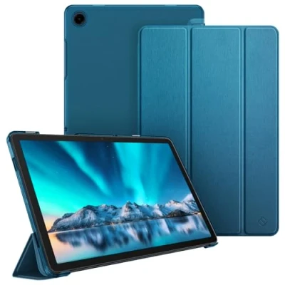 Bild av FINTIE SlimShell fodral till Samsung Galaxy Tab A9+/A9 Plus 11 tum 2023 modell (SM X210/X216/X218), lätt stativ genomskinligt frostat bakskydd med automatisk uppvakning/sömn, midnattsblå