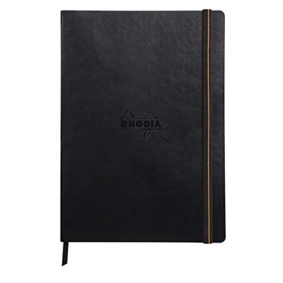 Bild av Rhodia 116115C Bristol Book, 32 ark blankt, vitt bristolpapper, 205 g, DIN A4, 21 x 29,7 cm, stående format, softcover med konstläder, svart, 1 styck