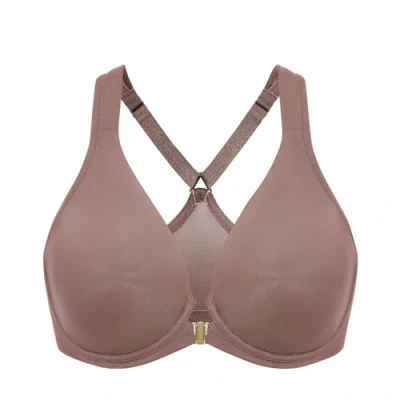Bild av DELIMIRA Kvinnors Frontstängning Racerback Sömlös Bygel Ofodrad Plunge Full Coverage Bh Brown Purple 75E
