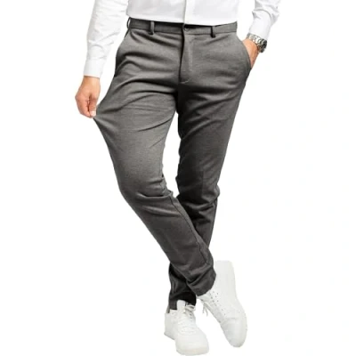 Bild av Performance Pants herr snygg slim fit herrbyxor stretch byxor bekväma praktiska för affärer och fritid tygbyxor herr, Mörkgrå, 36W x 34L