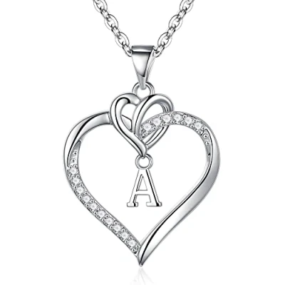 Bild av TINGN halsband med hjärta för flickor, tonårsflickor och kvinnor, A Z hänge hjärtformade initialer, H14K guldpläterad, fin design, present smycken, Guld