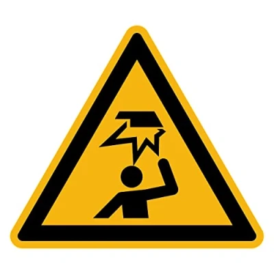Bild av Danger Warning NF ISO7010 klistermärke laminerad triangulär signaltejp vatten och UV resistent höjdhinder 25 x cm