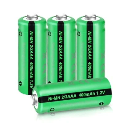 Bild av Uppladdningsbara batterier NIMH 1,2 V 2/3AAA (ingen AAA) 400mAh för solcellslampor, set med 6,PKCELL, (2/3AAA är kortare än ett AAA batteri)