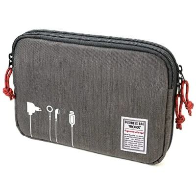 Bild av Troika Business Tech Pouch 2 kabelväska för elektroniktillbehör av polyester i grått, mått: 23,5 cm x 17 3,5 cm, BBG64/GY, GRÅ, 23,5cm, modern