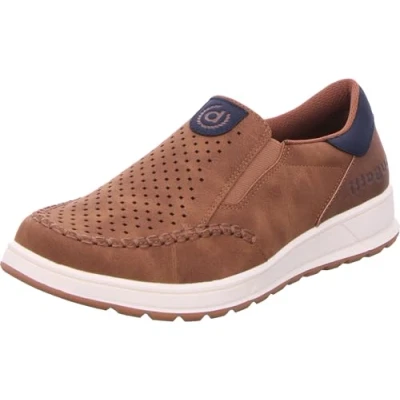 Bild av bugatti herr Casual slip on sneakers, tofflor med elastiskt band och logotyp, Cognac, 41 EU