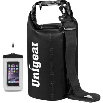 Bild av Unigear Vattentät väska 2 L/5 L/10 L/20 L/30 L/40 L, dammväska med telefonfodral och justerbar lång rem, för båt, kajak, fiske, forsränning, simning, snowboard