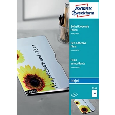 Bild av Avery Zweckform 2501 Självhäftande transparenta filmer, Genomskinlig, 50 stycken