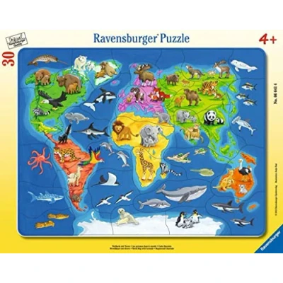 Bild av Ravensburger 66414 Världskartor med pusselbitar, 30 bitar