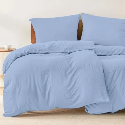 Bild av Dreamzie Sängkläder, 4 delar med örngott på 80 x cm och påslakan 135 200 cm, för enkelsäng, av 100 % mikrofiber, certifierat kemikaliefria (Oeko Tex), blå