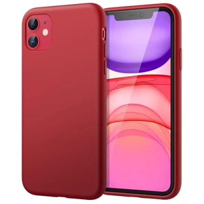 Bild av JETech Silikonskal för iPhone 11 (2019) 6,1 Tums, Silkesmjuk Beröringsskydd med Hela Kroppen, Stötsäkert Skal Mikrofiberfoder (Röd)