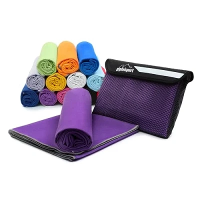 Bild av Mikrofiberhandduk set för bastu, fitness, sport I strandhandduk, sporthandduk lila L: 140 x 70