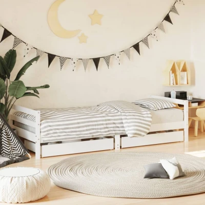 Bild av vidaXL sängram för barnsäng m. lådor vit 80x200 cm massiv furu, barnsäng, småbarnssäng, barnsängar, säng barn, barn enkelsäng, småbarn