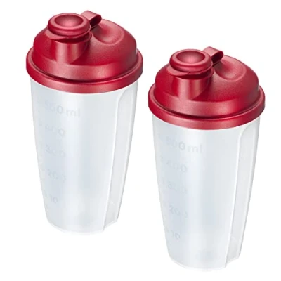 Bild av Westmark 2 dressingmixers med mätskalor, Uttagbara mixskivor och pip lock, Rymmer 0,5 l, Plast, BPA fritt, Mixery, Färg: genomskinlig/röd, 243522ER
