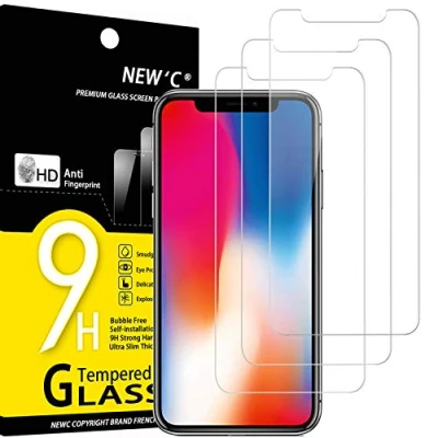 Bild av NEW&#039;C 3 Pack, skärmskydd i glas för iPhone X, XS, 11 Pro, bubbelfri, 9H hårdhet, 0,33 mm ultratransparent, ultrabeständigt härdat