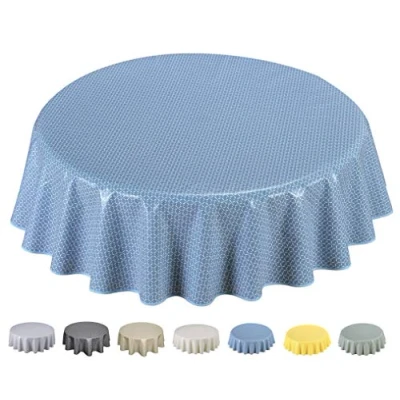 Bild av Home Direct extra bred vaxduk PVC bordsduk (rund 160 cm, blågrå)