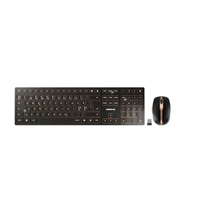 Bild av CHERRY DW 9100 SLIM, trådlöst tangentbord och musset, Panordic layout, QWERTY tangentbord, laddningsbara batterier, SX saxmekanism, viskande tyst tangenttryckning, svart brons