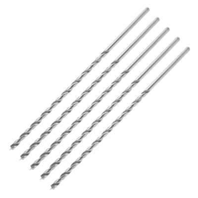 Bild av ENT 50445 Träspiralborr Ø 5 mm i pack, extra lång 200 mm, med centrumspets och förskärare, D x NL 135 GL cylindriskt skaft, Snabbstål