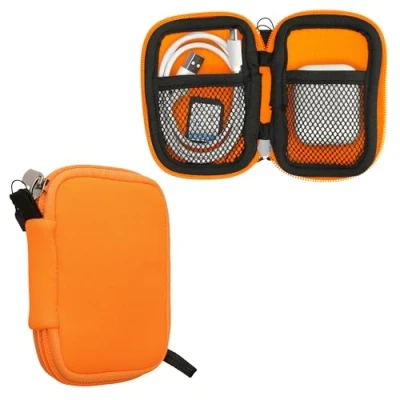 Bild av Kwmobile Neoprenfodral kompatibelt med in ear hörlurar 6 x 9 cm fodral dragkedja neonorange
