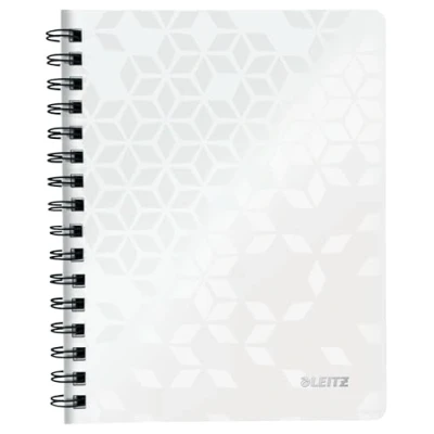 Bild av Leitz WOW Anteckningsblock med mjuk pärm, A5, 80 ark, rutad, spiralbundet, vitt papper, 90 g/m2, vit, 46410001