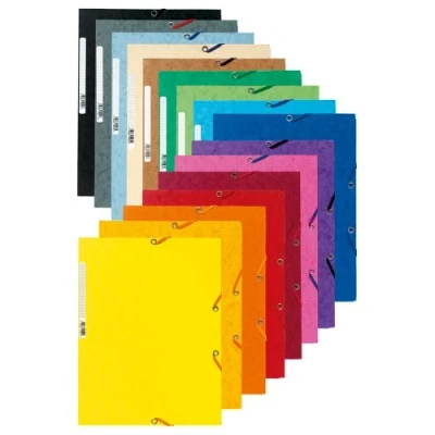Bild av Exacompta Ref 5500E Europa elastiska 3 klaffmappar (paket med 50) 24 x 32 cm, lämplig för A4 dokument, 400 gsm äkta premium pressbräda blandade färger