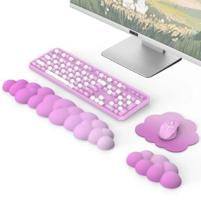 Bild av MoKo Cloud Wrist Rest, Ergonomic Keyboard Rest with Mouse Pad, Durable Polyester Arm Pad for and Office, Gaming, Computer, Laptop, Pink