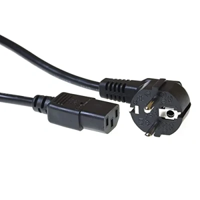 Bild av ACT IEC kabel 4 m, C13 kabel, PC strömkabel, CEE 7/7 till 3 stift vinklad kontakt AK5125 svart