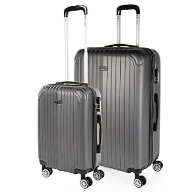 Bild av ITACA uppsättning av 2 styva resväskor 4 hjulvagn 55/75 cm abs. resistent och lätt. utbyggbar. bagage. liten stuga godkänd stor. t71517, Antracit