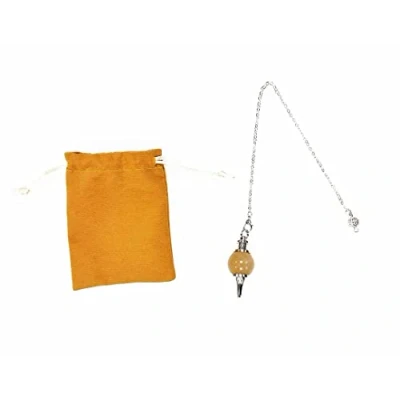 Bild av Ädelsten, kristallpendel, vintage sfärisk kristallpendel för Radiestesi, pendel Reiki Chakra Divination Wiccan Meditation (Topaz)