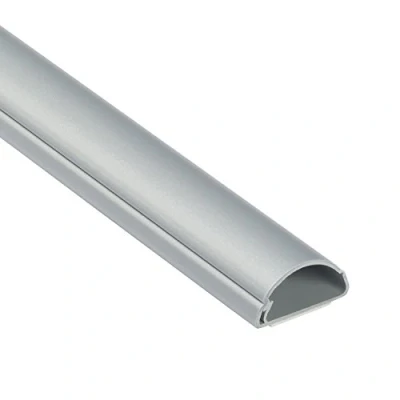 Bild av D Line trunkledning för kabel, halvrund kabelkåpa, målningsbar, självhäftande, döljer tv kablar, kabelhantering 30 (B) x 15 (H) mm 1 meter längd aluminiumeffekt