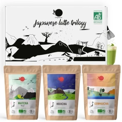 Bild av ORIGEENS KAFFET TE Matcha LATTE Pulver av : Ekologiskt Matcha, Hojicha, Genmaicha, 3 * 50g