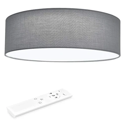 Bild av Navaris LED taklampa 22 W rund Ø 40 cm designtyg ljusgrå lampa dimbar med färgtemperaturbyte och fjärrkontroll