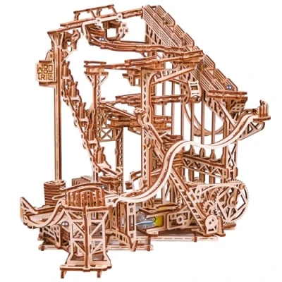 Bild av Wood Trick Wooden Marble Run Spiral 3D Puzzles for Adults and Kids to Build 13x13 Electric Driven Roller Coaster Model Kits Teens