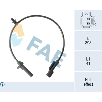 Bild av FAE 78570 Capteur ABS Principe de Hall 2 398 FORD: Transit Custom V362 Van, V363 Minibus