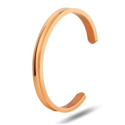 Bild av Armband i Rostfritt Stål, LucBuy Justerbara Räfflade för Hår, Högpolerade Manschettarmband Smycken Kvinnor Män (A3)